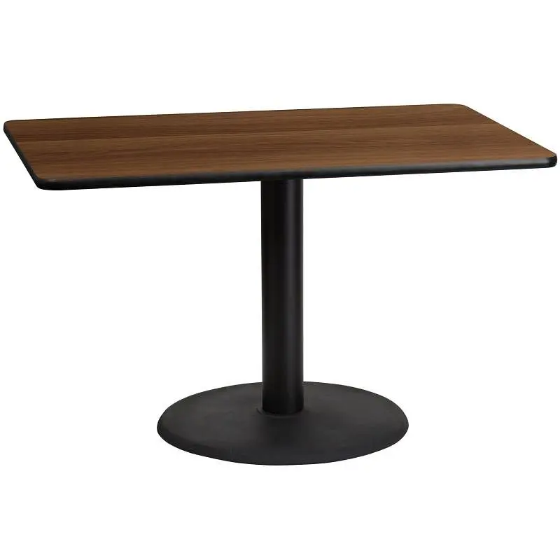 Flash Super-Strong Furniture Graniss 30'' x 48'' Rectangular Walnut Laminate Table Top 24'' ...