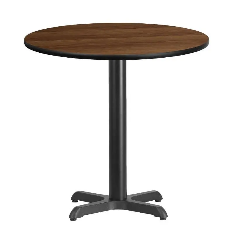 Flash Textured Furniture Graniss 30'' Round Walnut Laminate Table Top 22'' x 22'' Table Heig...