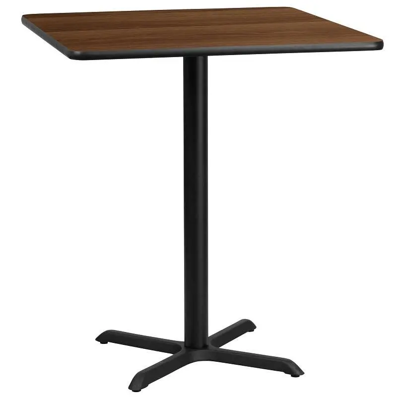 Flash UL-Listed Furniture Stiles 36'' Square Walnut Laminate Table Top 30'' x 30'' Bar Heigh...