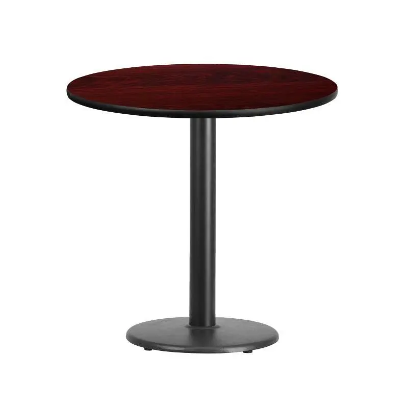 Flash Weatherproof Furniture Graniss 30'' Round Mahogany Laminate Table Top 18'' Round Table Height Ba...
