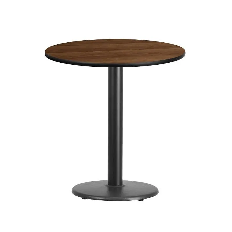 Flash Weather-Resistant Furniture Graniss 24'' Round Walnut Laminate Table Top 18'' Round Table Height...