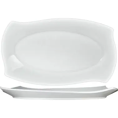 International Adjustable Tableware Rhapsody Porcelain Platter 12" x 7", Bright White, Quantity: 12 pieces, RA-13...