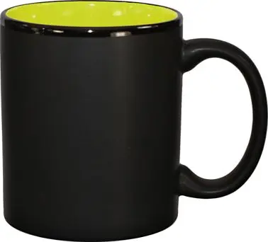 International All-Purpose Tableware Hilo Stoneware C-Handle Mug (11oz), Rye Green /Jet Black Matte out, Quantity: 12 piece...