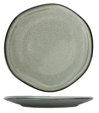 International All-Weather Tableware Luna Stoneware Ash Plate 7", Ash Black Trim and Speckles, Quantity: 24 pieces, LU...
