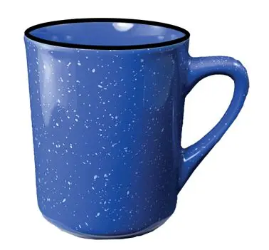 International Certified Tableware Campfire Stoneware Toledo Mug (8.5oz), Blue White Speckles and Black Trim, Quantity: 36 ...