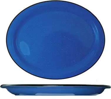 International Certified-Safe Tableware Campfire Stoneware Blue White Speckles NR Platter 11-1/2, Blue White Speckles and B...