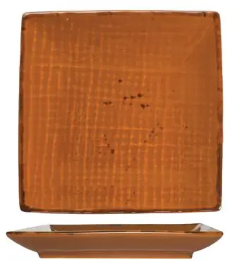 International Certified-Safe Tableware Savannah Stoneware Terracotta Square Plate 11-3/4", Terracotta Jet Black Trim ...