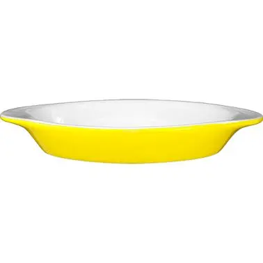 International Commercial-Grade Tableware Bakeware Stoneware Rarebit (8oz), European White /Yellow out, Quantity: 36 pieces...