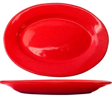 International Commercial-Grade Tableware Cancun Stoneware Crimson Cherry Red Platter 10-3/8" x 7-1/4", Crimson R...
