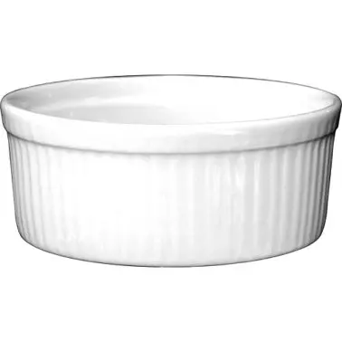 International Compact Tableware Bakeware Stoneware Fluted Ramekin (8oz), European Snow White (Off White), Quantity: 36 pie...