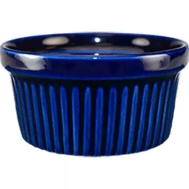 International Durable Tableware Cancun Bakeware Stoneware Cobalt Royal Blue Fluted Ramekin (4oz), Cobalt Blue, Quantity: 3...