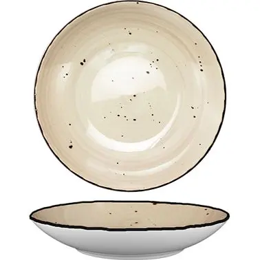International Environmentally-Safe Tableware Rotana Stoneware Wheat Pasta Bowl (14.5oz), Wheat Tan Trim and Speckles, Quan...
