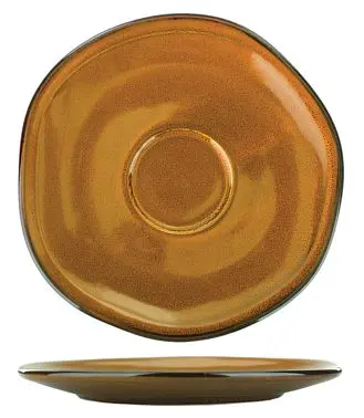 International Fast Tableware Luna Stoneware Terracotta Saucer 5-3/4", Terracotta Ebony Trim and Speckles, Quantity: 2...