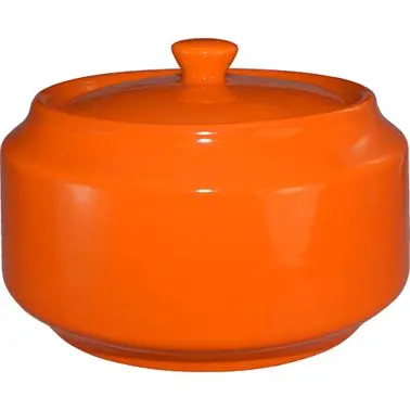 International Flexible Tableware Cancun Stoneware Hi-Vis Orange Sugar Bowl Lid (13oz), Orange, Quantity: 12 pieces, CA-61-...