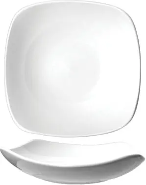 International Fortified Tableware Quad Porcelain Square Soup Plate 8-1/2" (16oz), European Cream (Off White), Quantit...