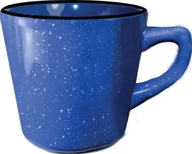 International Heavy Tableware Campfire Stoneware Blue White Speckles Tall Cup (7oz), Blue White Speckles and Black Trim, Q...