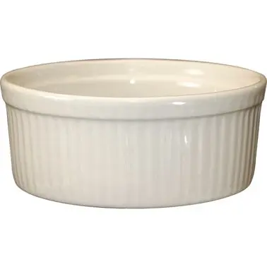 International High-Performance Tableware Bakeware Stoneware Fluted Ramekin (8oz), American White (Ivory, Eggshell, Cream),...