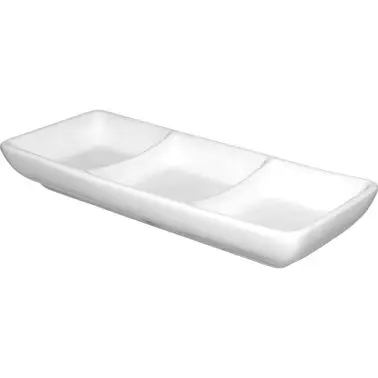 International High-Quality Tableware Porcelain 3-Compartment Sauce Dish 8-3/4" (4oz), Bright Snow White, Quantity: 24...
