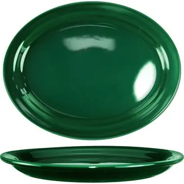 International High-Visibility Tableware Cancun Stoneware Green NR Platter 9-3/4", Green, Quantity: 24 pieces, CAN-12-...