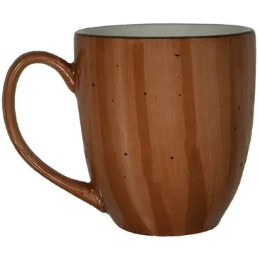 International High-Visibility Tableware Rotana Stoneware Ruby Bistro Mug (15oz), Ruby Tan Trim and Speckles, Quantity: 12 ...