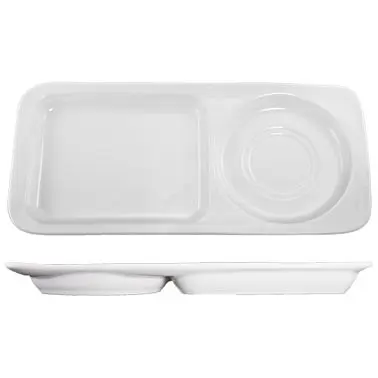 International Hi-Vis Tableware Porcelain Soup & Sandwich Plate 14-1/2" x 6-3/8", Bright Snow White, Quantity...