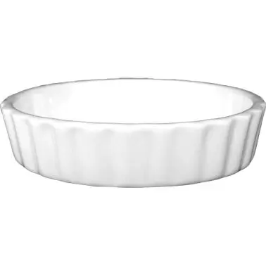International Large Tableware Bakeware Porcelain Fluted Round Crème Brûlée (5oz), European White (Off White), Quantity:...