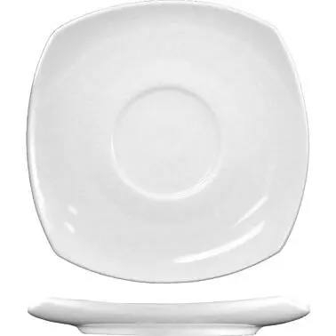 International Large Tableware Quad Porcelain Square Saucer 5-3/4", European Snow White (Off White), Quantity: 36 piec...