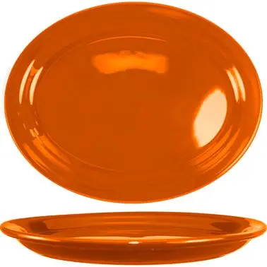 International Low-VOC Tableware Cancun Stoneware Orange NR Platter 13-1/4", Orange, Quantity: 12 pieces, CAN-14-O Int...