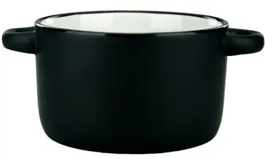 International Master-Grade Tableware Hilo Stoneware White /Black Matte out Soup Bowl (11oz), White /Black Matte out, Quant...