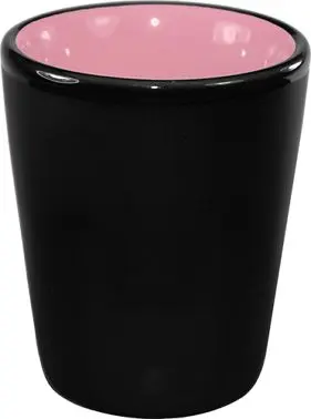 International Medium Tableware Hilo Stoneware Pink /Black Matte out Shot (1.5oz), Pink /Black Matte out, Quantity: 24 piec...