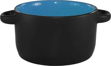 International Narrow Tableware Hilo Stoneware Sky Blue /Matte Black Matte out Soup Bowl (11oz), Quantity: 12 pieces, 83567...