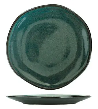 International Non-Slip Tableware Luna Stoneware Midnight Blue Plate 7", Midnight Blue Black Trim and Speckles, Quanti...