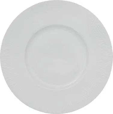 International Non-Toxic Tableware Sunburst Porcelain 2-1/4" Wide Rim Plate 10-1/2", Bright Snow White, Quantity:...