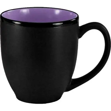 International Optimized Tableware Hilo Stoneware Purple /Black Matte out Bistro Cup (15oz), Purple /Black Matte out, Quant...