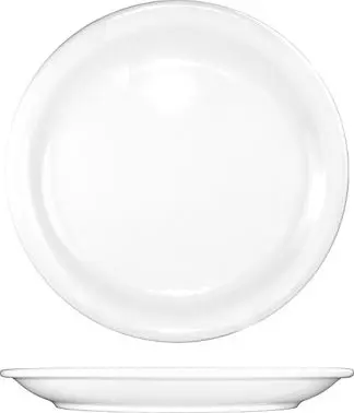 International Oversized Tableware Brighton Porcelain Narrow Rim Plate 9", European White (Off White), Quantity: 24 pi...