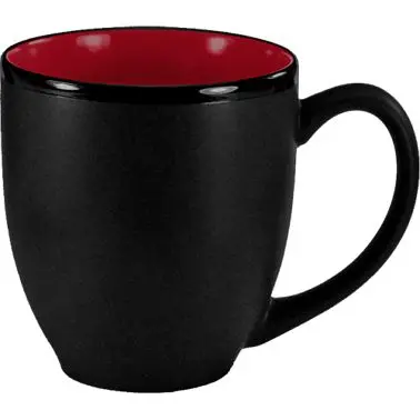 International Plug-and-Play Tableware Hilo Stoneware Red /Black Matte out Bistro Cup (15oz), Red /Black Matte out, Quantit...