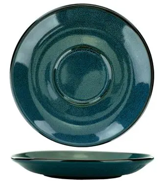 International Powerful Tableware Luna Stoneware Midnight Blue Saucer 5-3/4", Midnight Blue Black Trim and Speckles, Q...