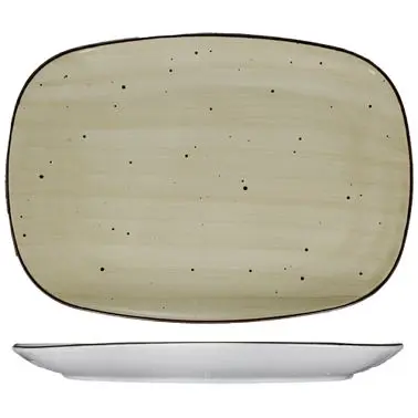 International Powerful Tableware Rotana Stoneware Wheat Platter 12"x 9", Wheat Brown Trim and Speckles, Quantity...