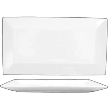 International Powerful Tableware Slope Porcelain Platter 13-1/8" x 7", Bright White, Quantity: 12 pieces, SP-14 ...