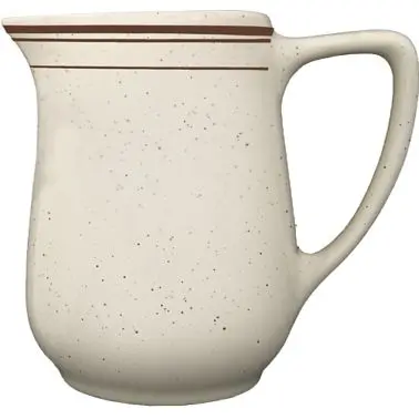 International Precision Tableware Granada Stoneware Brown Creamer 5" x 4-1/2" (13oz), American White Brown Band ...