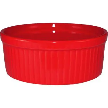 International Precision-Engineered Tableware Cancun Bakeware Stoneware Crimson Cherry Red Fluted Ramekin (6oz), Crimson Re...