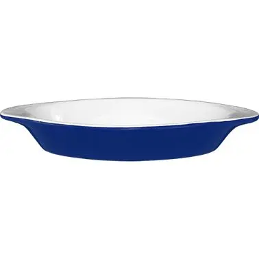International Premium Tableware Bakeware Stoneware Rarebit (8oz), European Pure White /Cobalt Blue, Quantity: 36 pieces, W...