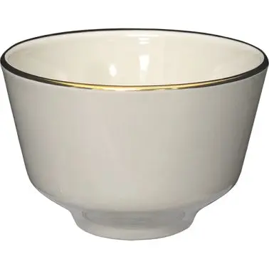 International Professional Tableware Florentine Stoneware Gold Band Bouillon Glazed Foot, American White Gold Band, Quanti...