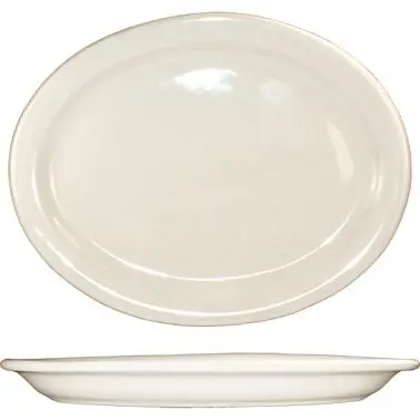 International Professional Tableware Valencia Stoneware Platter 11-1/2" x 9-1/4", American White (Ivory, Eggshel...