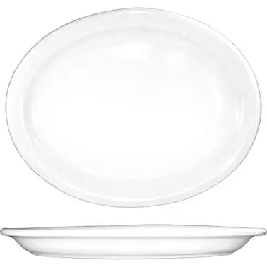 International Protective Tableware Brighton Porcelain Narrow Rim Platter 13-1/4" x 10", European Snow White (Off...