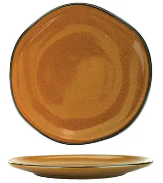 International Protective Tableware Luna Stoneware Terracotta Plate 5-1/2", Terracotta Black Trim and Speckles, Quanti...