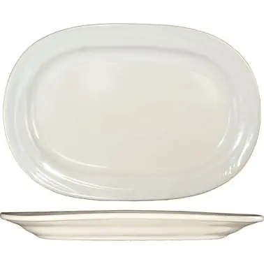 International Protective Tableware Newport Stoneware Platter 10-3/8" x 7-1/2", American Cream (Ivory, Eggshell, ...