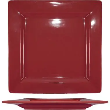 International Proven Tableware Elite Harvest Stoneware Rhubarb Square Plate 10-3/4", Rhubarb, Quantity: 12 pieces, EL...