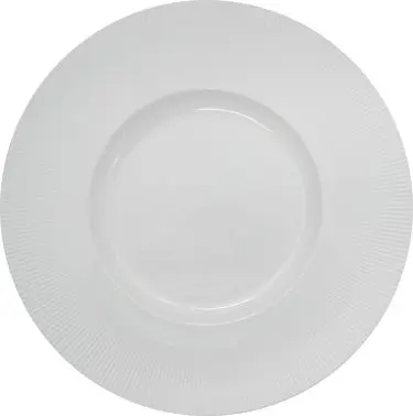 International Quick Tableware Sunburst Porcelain 2-3/4" Wide Rim Plate 12", Bright White, Quantity: 6 pieces, SB...