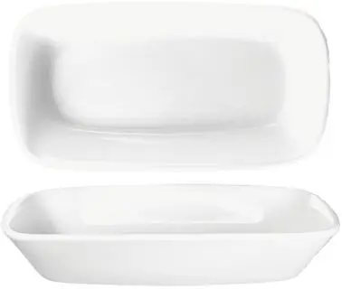 International Quick-Connect Tableware Quad Porcelain Rectangular Dish (14oz), European White (Off White), Quantity: 12 pie...